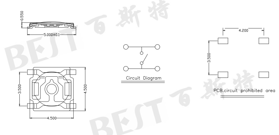 轻触开关TS-1187AB参考图纸