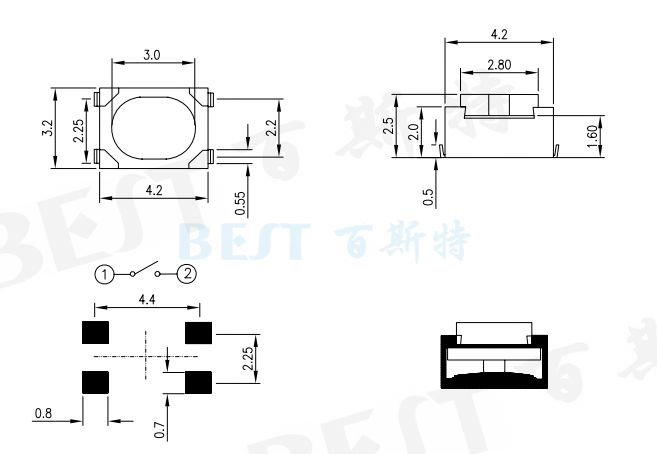 轻触开关TS-1180参考图纸