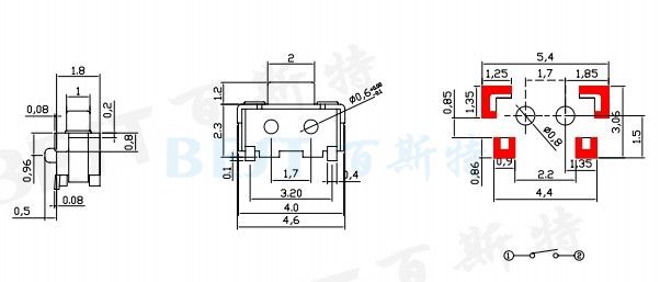 轻触开关TS-1111A参考图纸