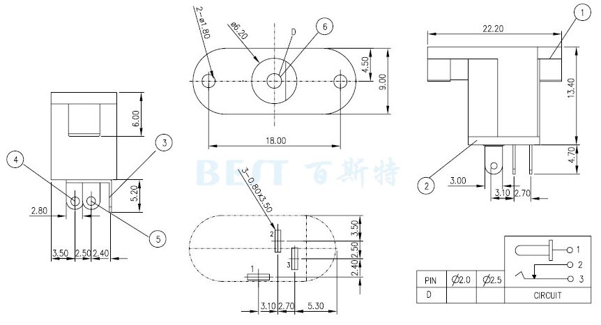 DC018电源插座参考图纸