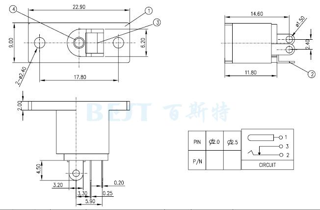 dc019电源插座参考图纸