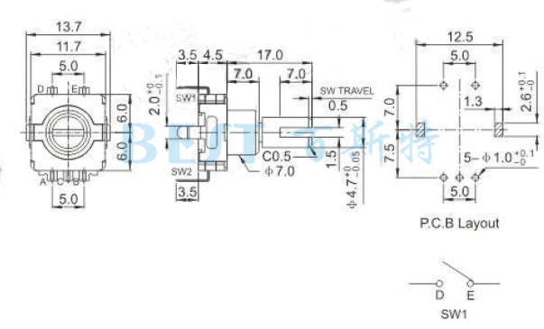 编码器EC11A0参考图纸