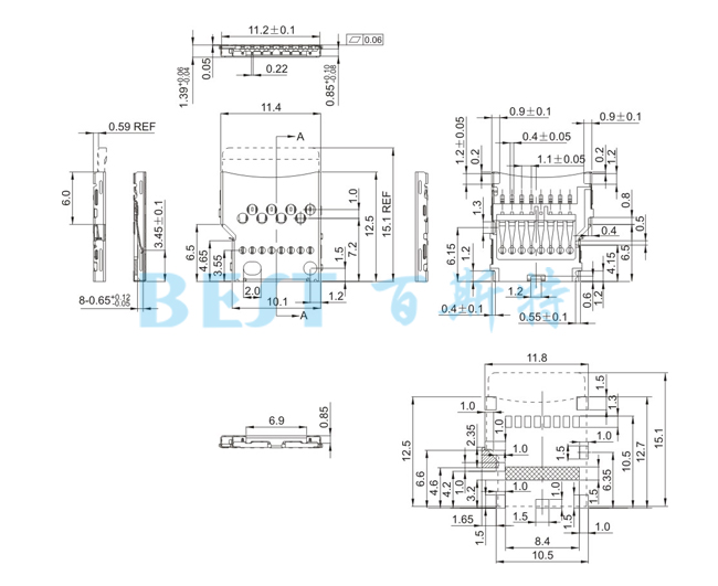 SD卡座TF-04A参考图纸