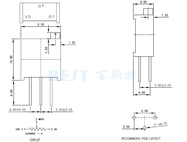 3296可调电阻_3296Y_参考图纸